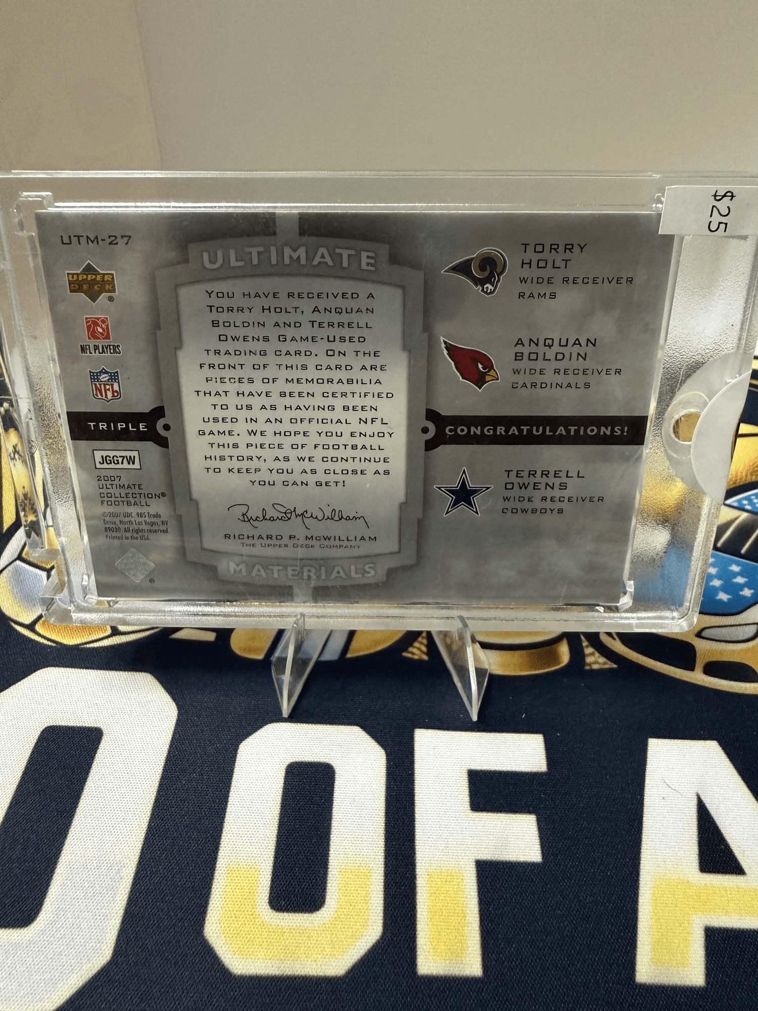 2007 Upper Deck Ultimate Collection T. Holt / A. Boldin / T. Owens view 2