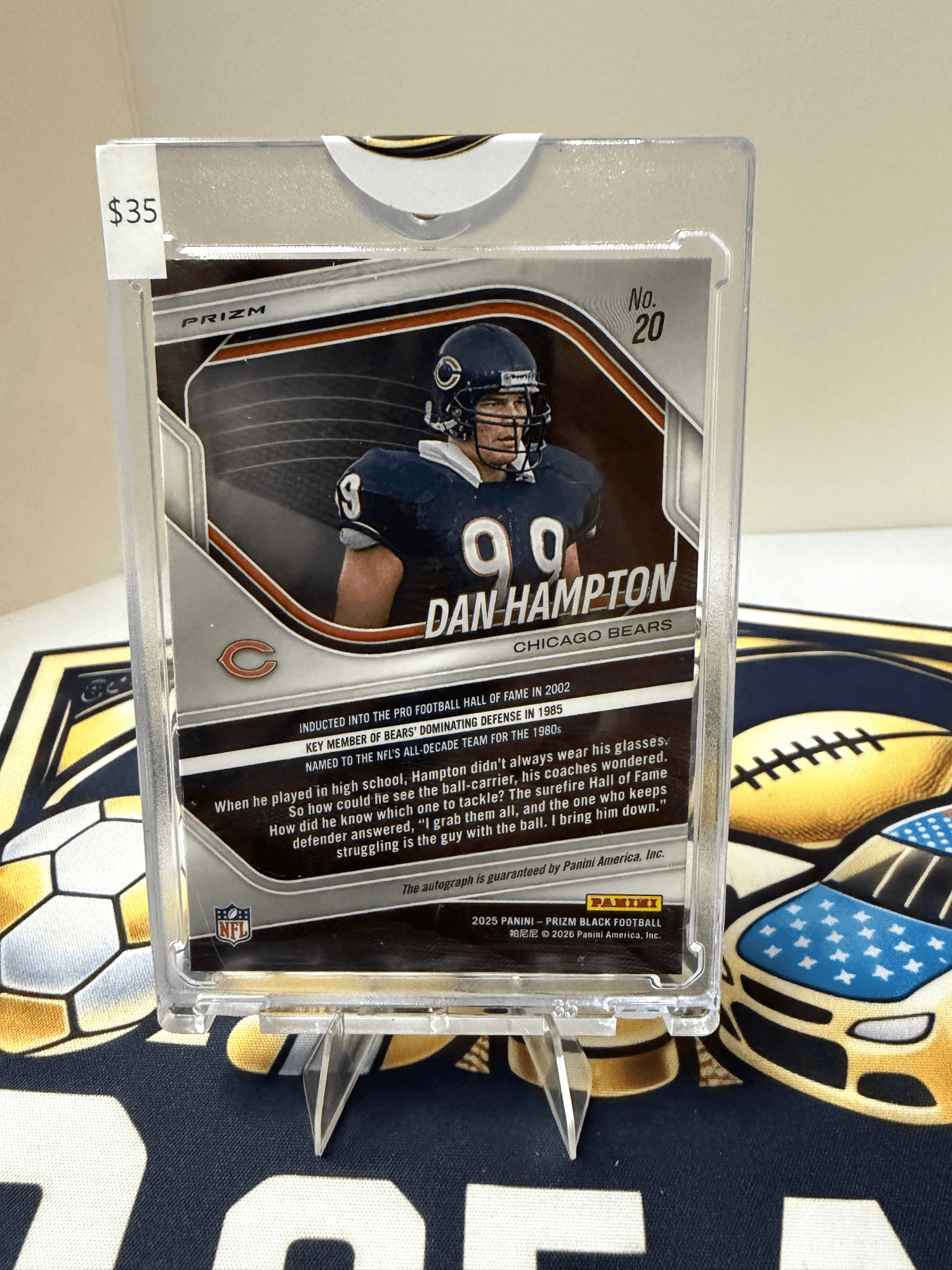 2025 Panini Prizm Black Silver Auto Dan Hampton view 2